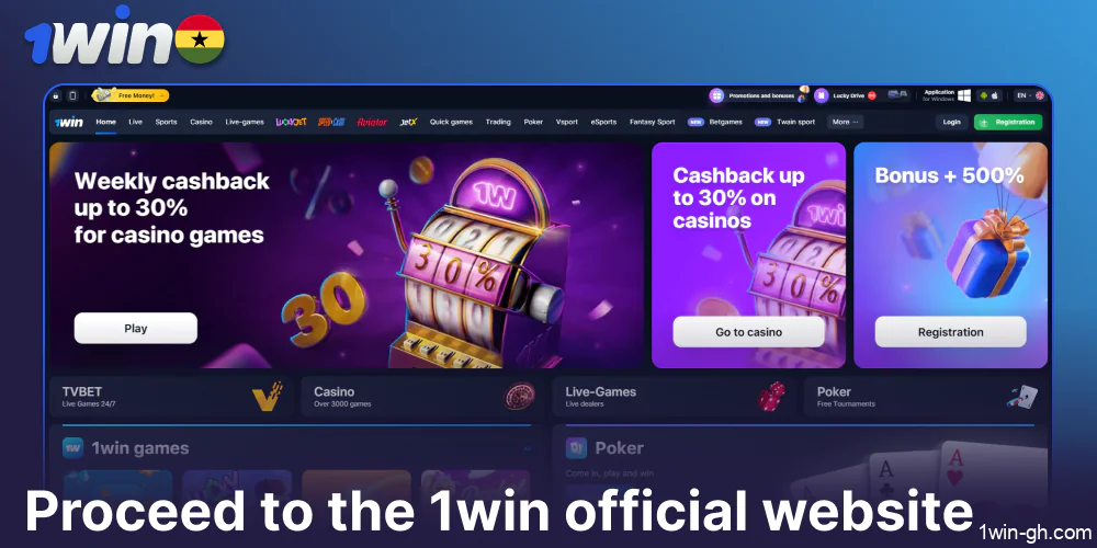 Proceed to the 1win official website