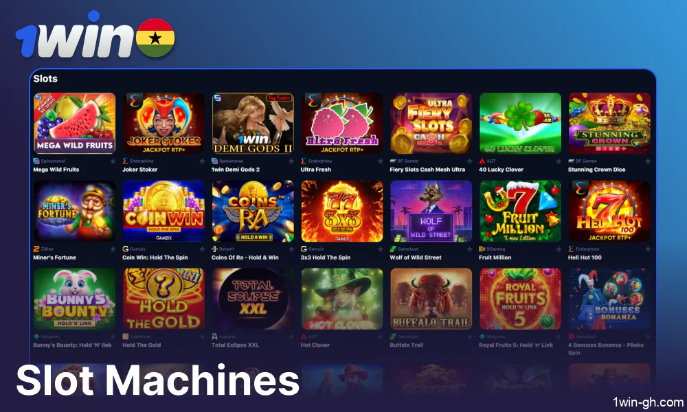 Slot machine games available on 1win Ghana