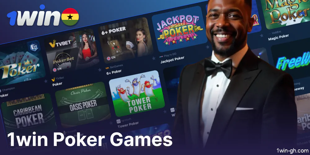 Poker games available on 1win for players from Ghana